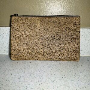 MADEWELL Leather Pouch Wallet Clutch - Animal Print Cheetah Calf Hair Textured